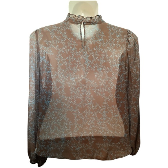 a.n.a Floral Sheer Blouse in Tan and White Plus Size 2X - Picture 2 of 8
